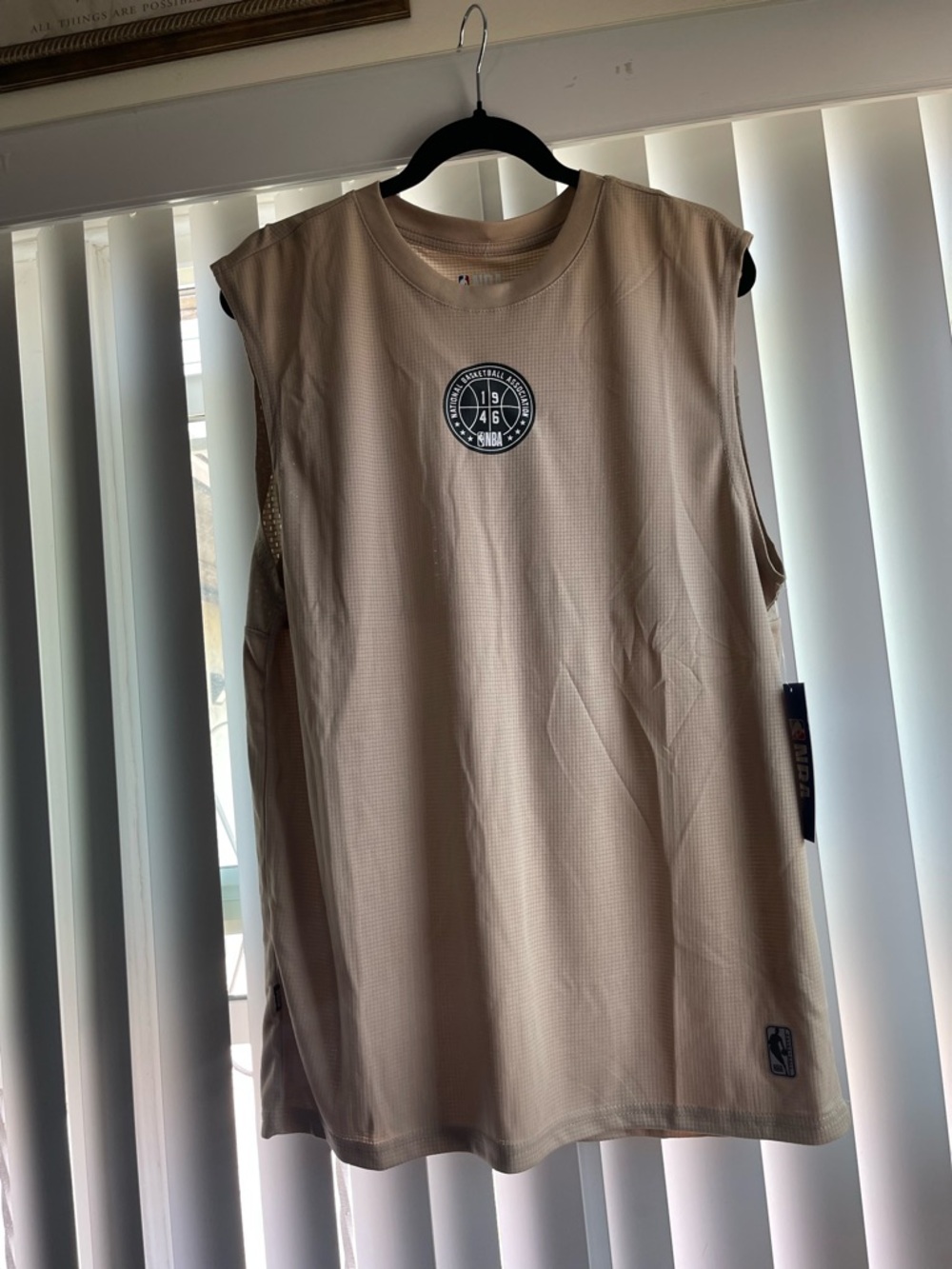 NBA Men's Sleeveless Jersey in Beige with Black Logo